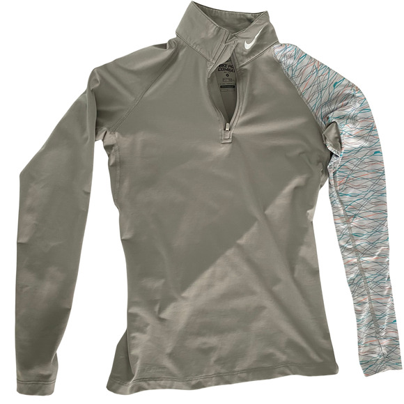 Nike Pro Combat Dri-Fit Women Compression Shirt Medium Grey Quarter Zip Pullover - Picture 1 of 9